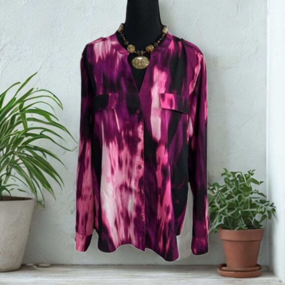 Calvin Klein Women's  Purple, Pink and Black Blouse